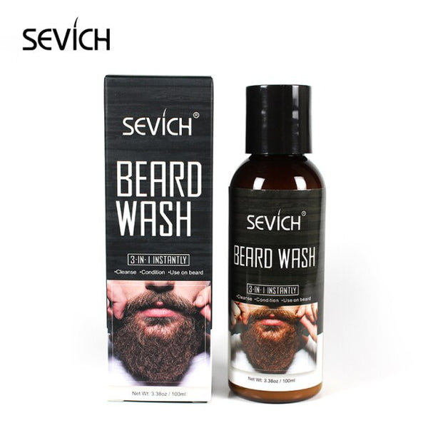 Sevich Men Beard Care Kit 100ml Nourishing Beard Wash Shampoo Natural Smoothing Moustache Care Conditioner Beard Styling