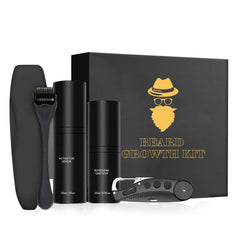 4 Pcs/Set Men Beard Growth Kit Hair Growth Enhancer Thicker Oil Nourishing Leave-in Conditioner Beard Grow Set with Comb